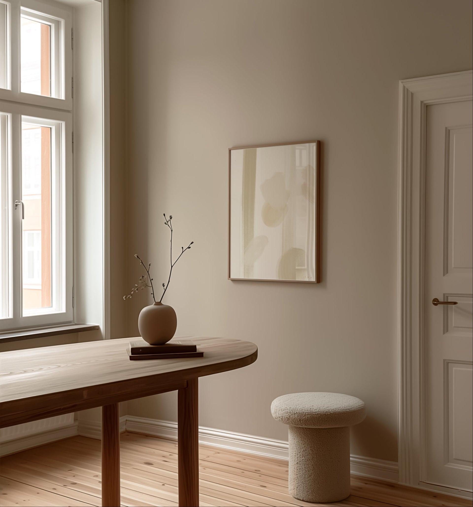 Neutral abstract blush beige art poster