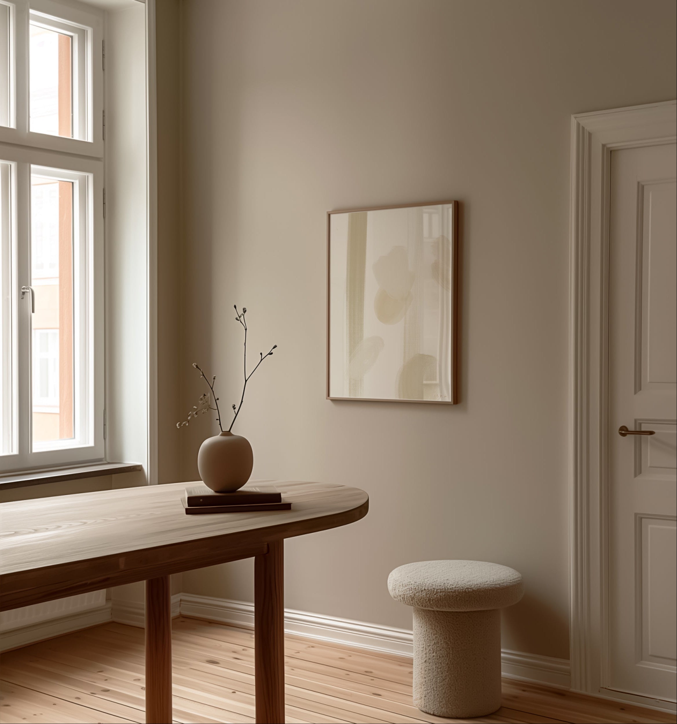 Neutral abstract blush beige art poster