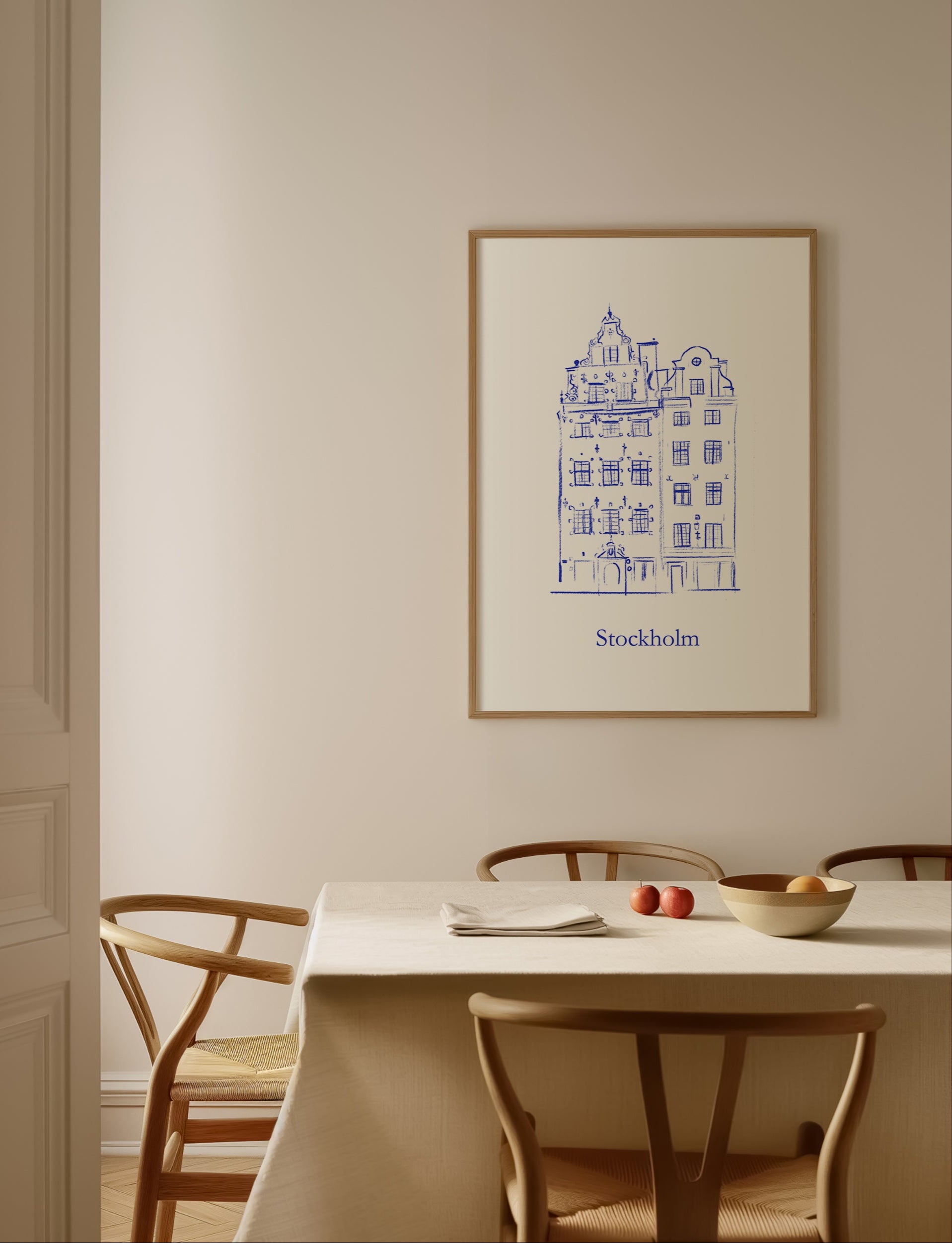Minimalist Stockholm line-art poster for modern interiors